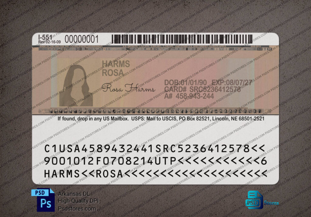 USA Permanent Resident Card Template V2 PSD Stores