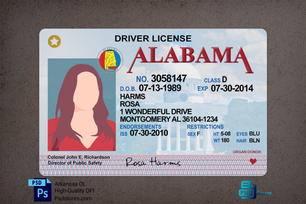 Alabama Driver License Template Psd Stores 2882