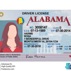 Alabama Driver License Template - PSD Stores