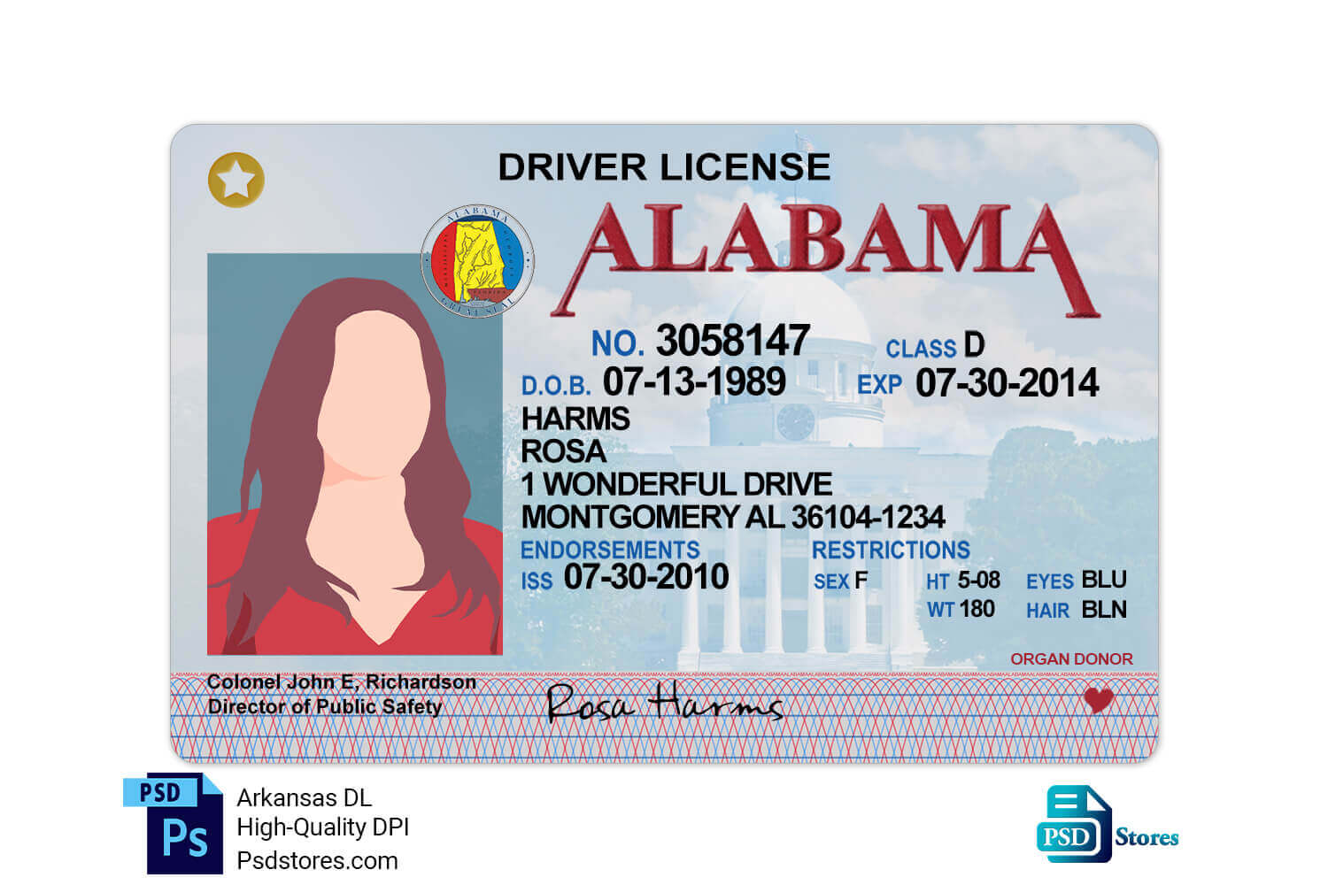 Alabama Driver License Template - PSD Stores