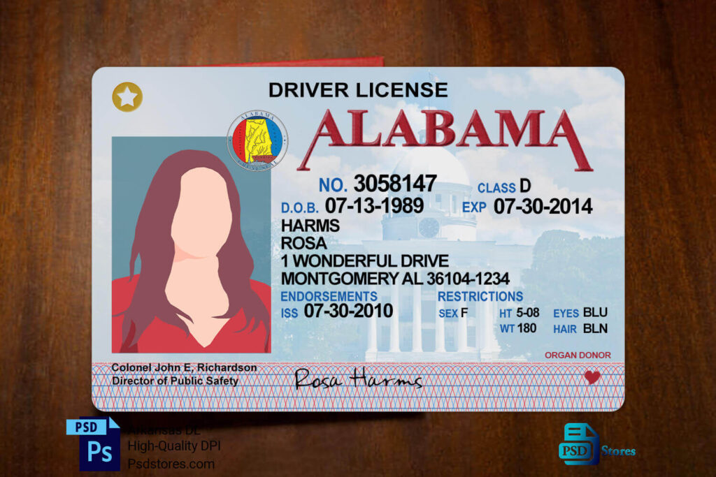 Alabama Driver License Template Psd Stores 3696