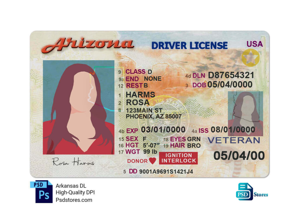 Arizona Driver License Template Psd Stores 5142