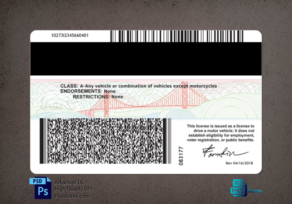 California Driver License Template (V1) - PSD Stores