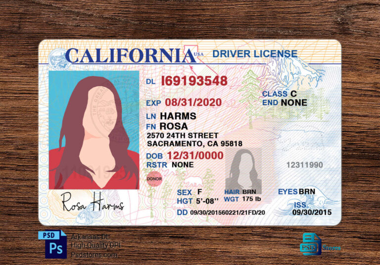 California Driver License Template (V2) - PSD Stores