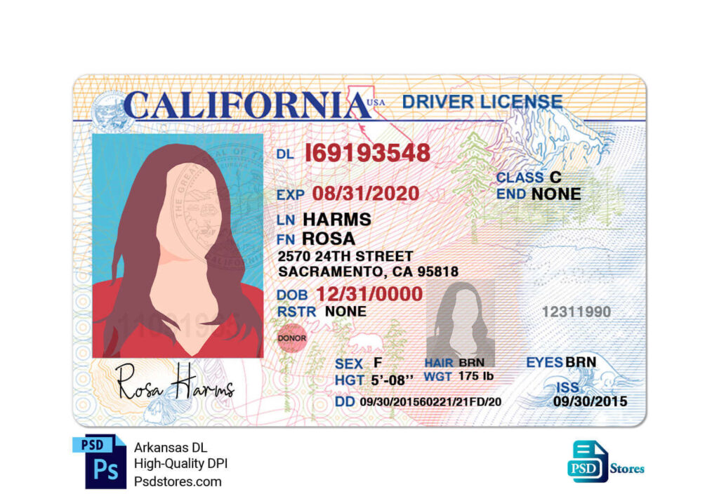 California Driver License Template (V2) - PSD Stores