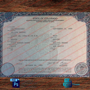 Colorado Birth Certificate Template - PSD Stores