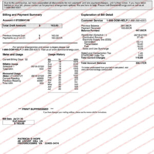 Dominion Energy Budget Bill Template - PSD Stores