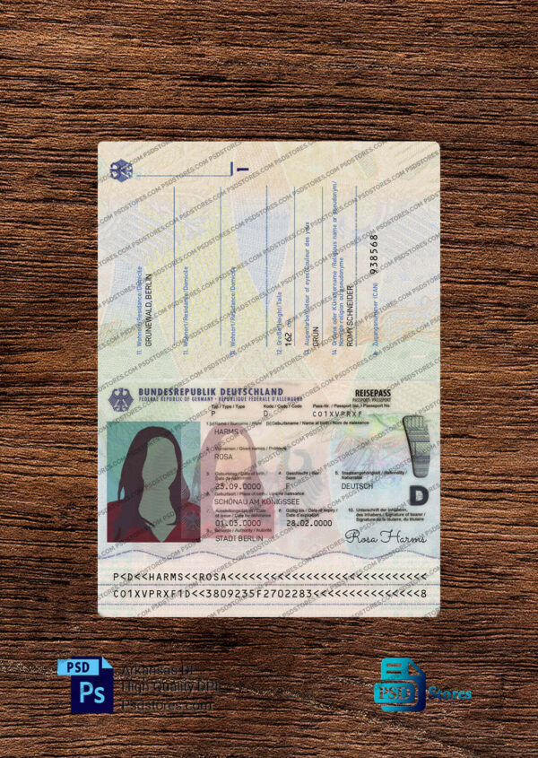 Germany Passport Template - PSD Stores