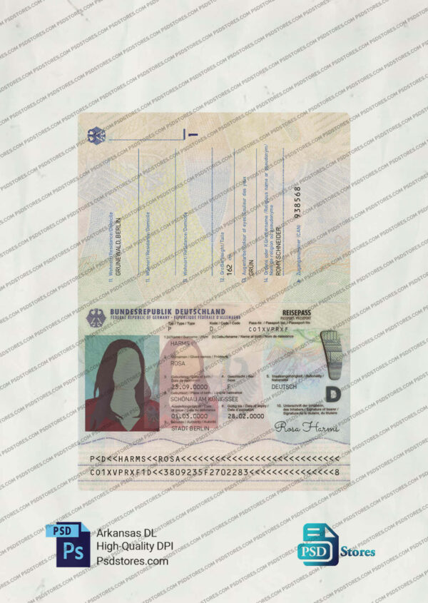 Germany Passport Template Psd Stores 8413