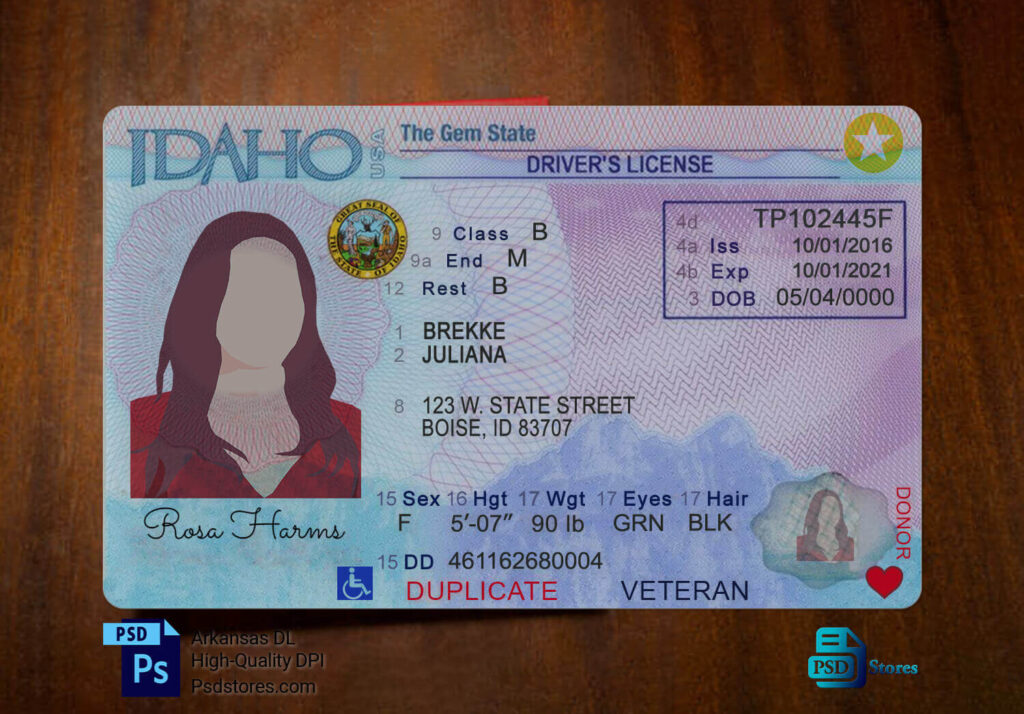 Idaho Driver License Template V Psd Stores