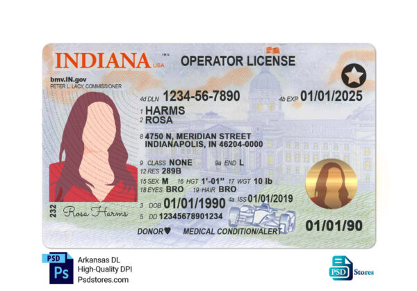 Indiana Driver License Template - PSD Stores