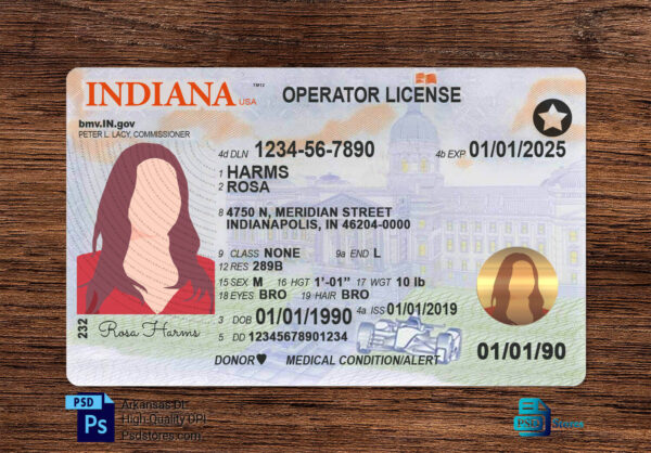 Indiana Driver License Template - PSD Stores