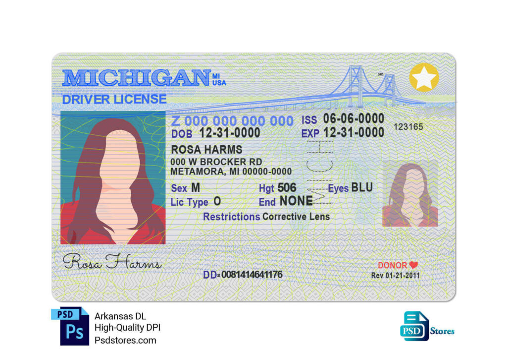 Michigan Driver License Template - PSD Stores