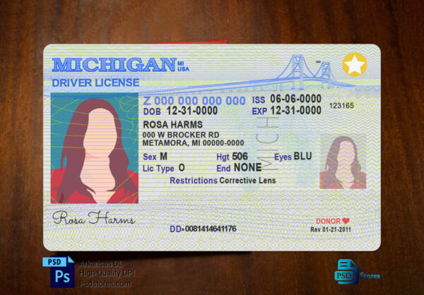 Michigan Driver License Template - PSD Stores