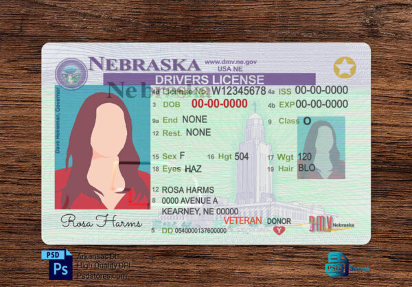 Nebraska Driver License Template - PSD Stores