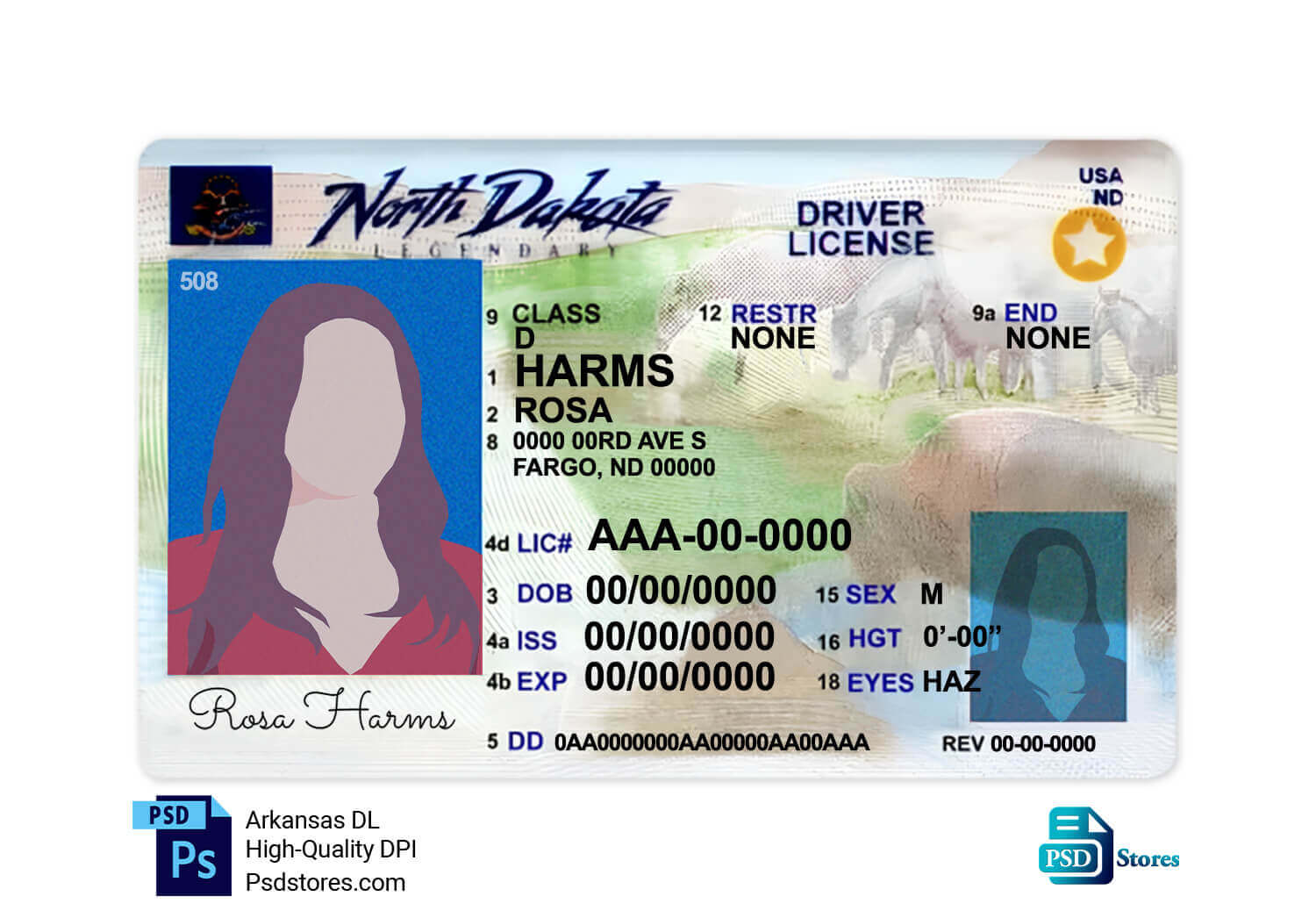 North Dakota Driver License Template - PSD Stores