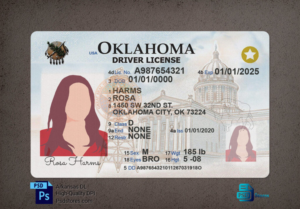 Oklahoma Driver License Template - PSD Stores