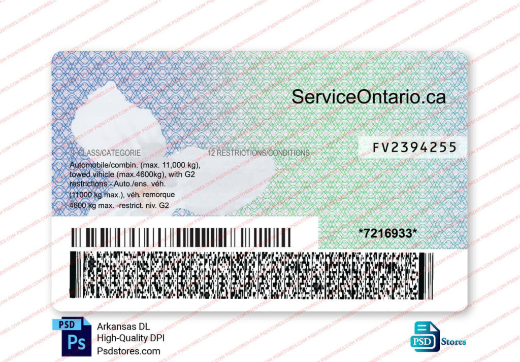 Ontario Driver License Template Psd Stores 4798