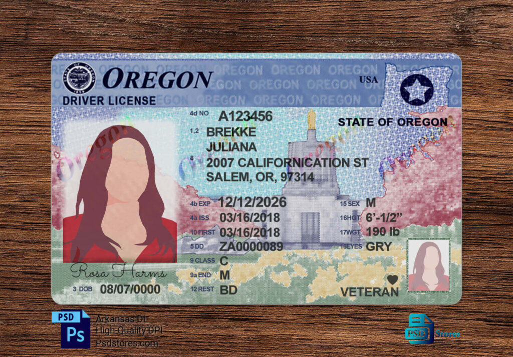 Oregon Driver License Template Psd Stores 3220