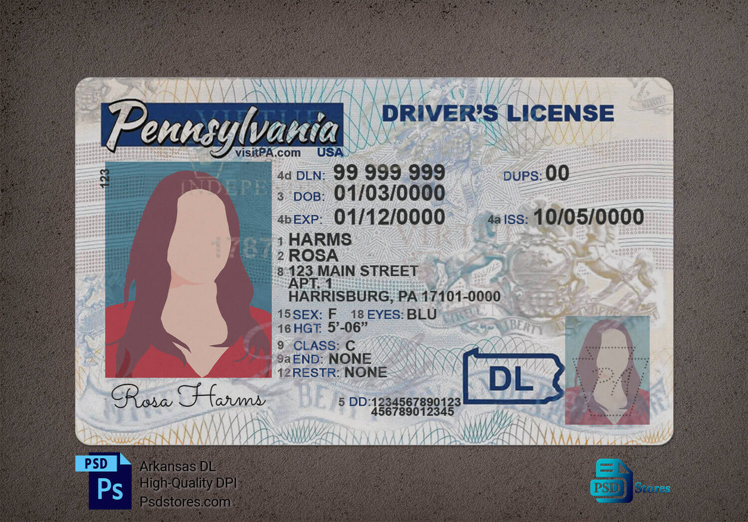 Pennsylvania Driver License Template PSD Stores   Pennsylvania Driver License Front3 