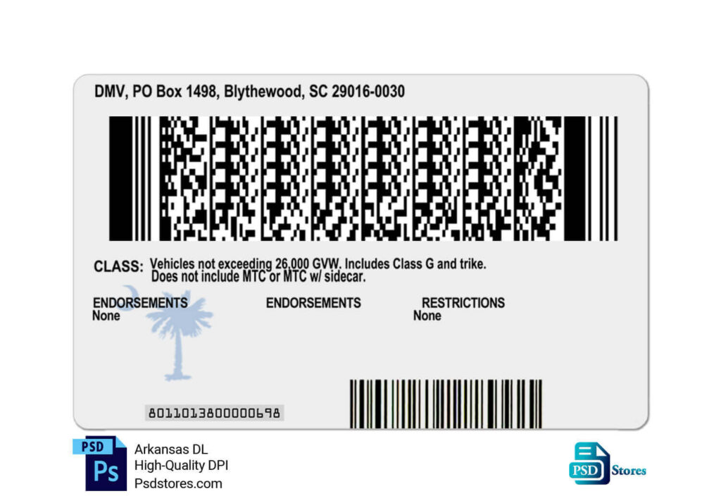 South Carolina Driver License Template - PSD Stores