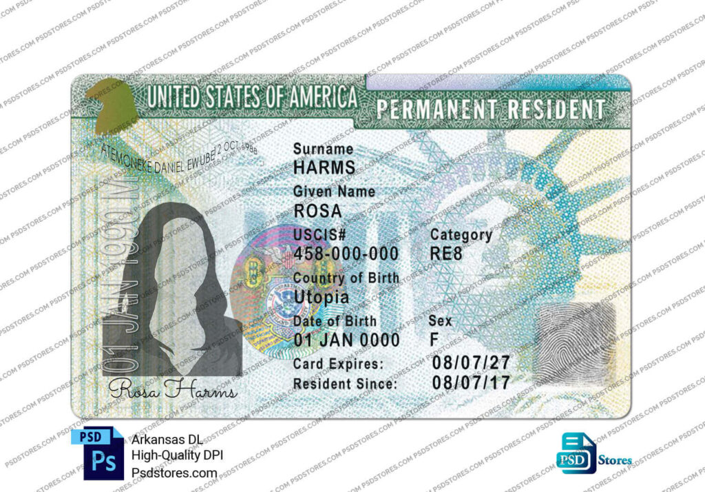 USA Permanent Resident Card Template (V2) - PSD Stores