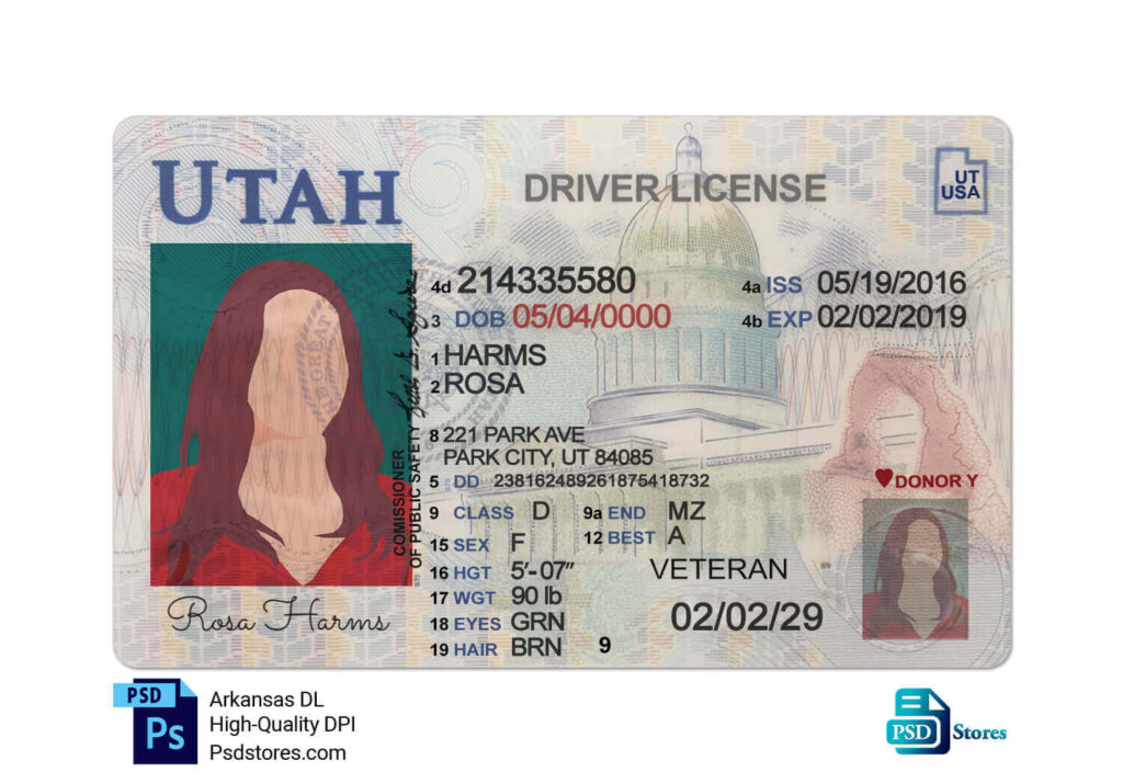 Utah Driver License Template - PSD Stores