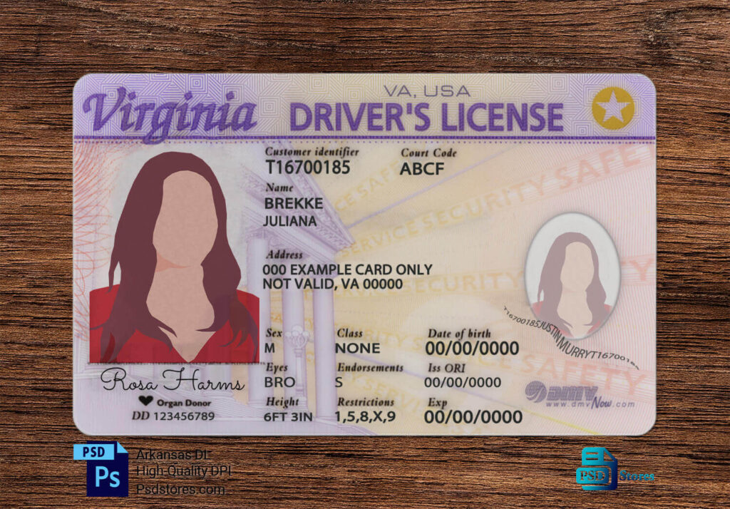 Virginia Driver License Template - PSD Stores