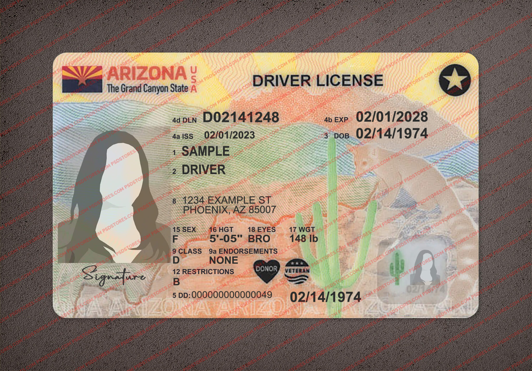 Arizona Driver License Template V2 Psd Stores 0107